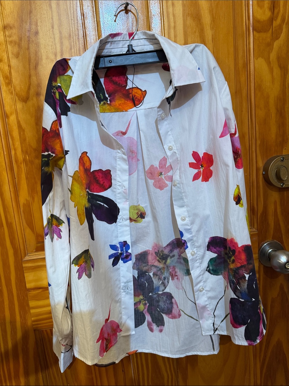 Soft Joie White Button-Down Shirt with Multicolor Floral Print